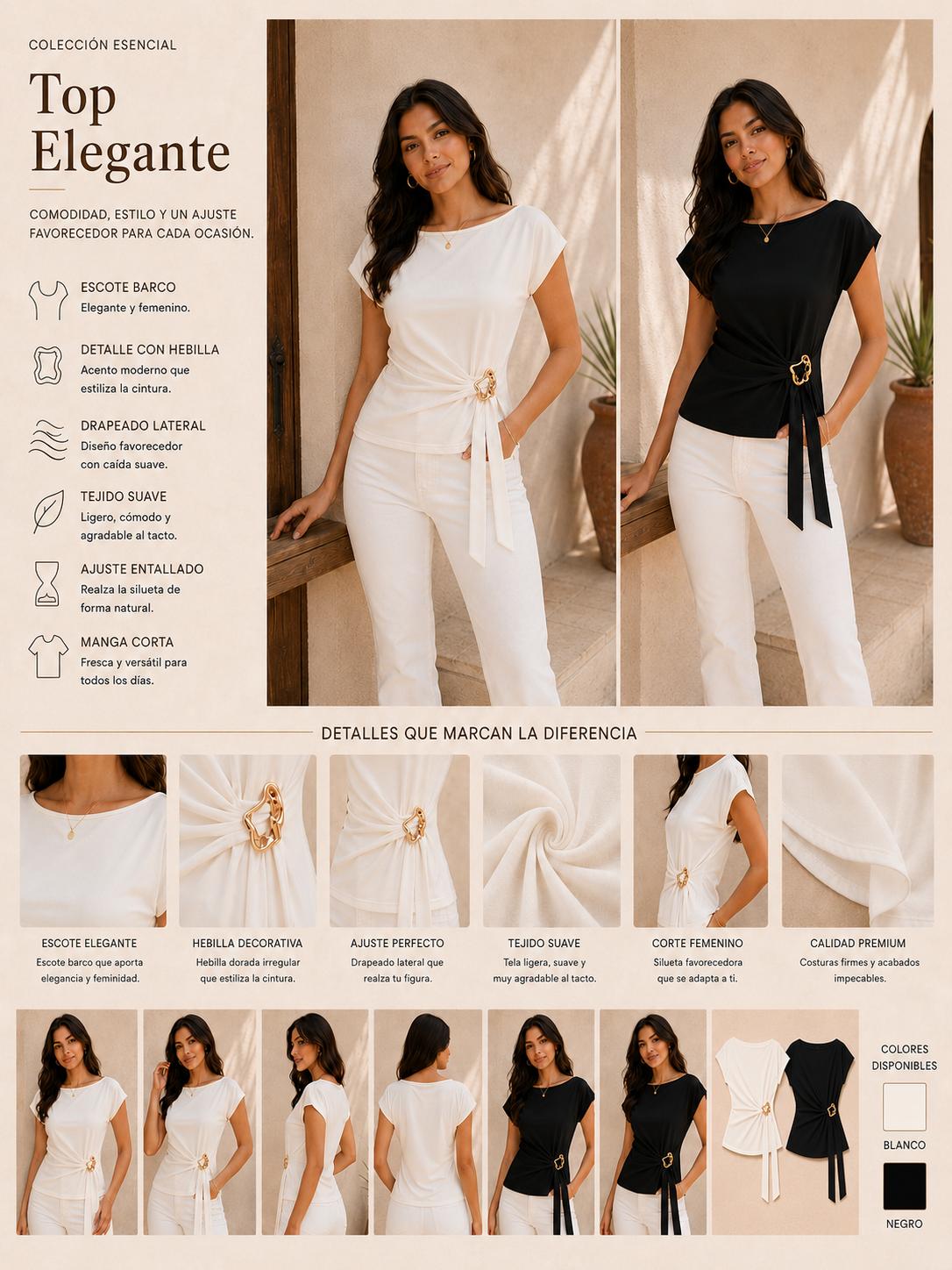 Blusa Asimétrica para Mujer, Corte Holgado con Cinturón Late