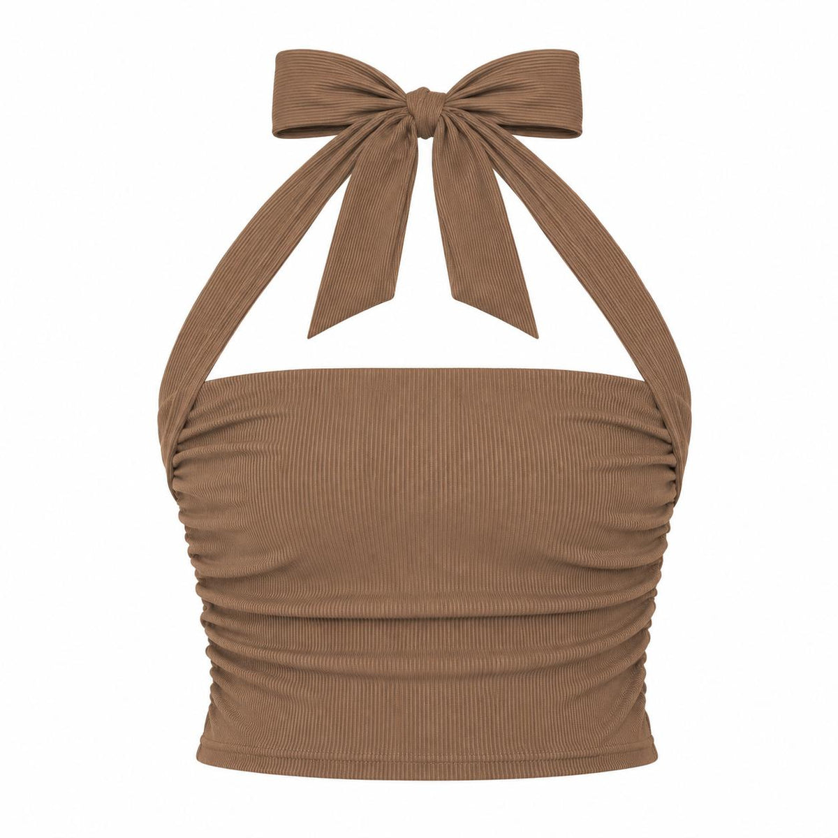Top Halter para Mujer, Estilo Ajustado con Fruncido, Tejido 