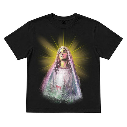 Camiseta Unisex con Estampado Religioso de la Virgen deGuada