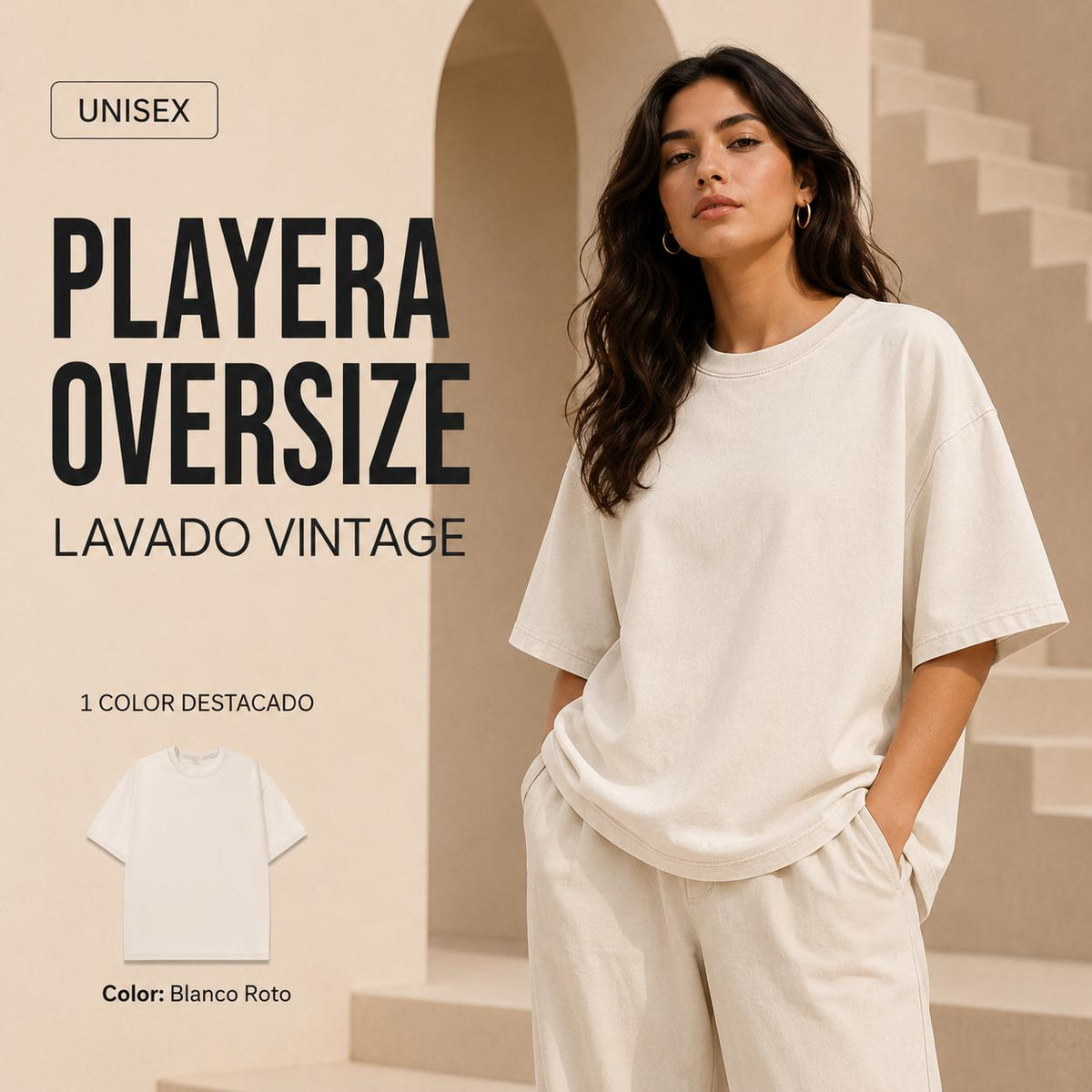 Playera Oversize Lavado Ácido, Camiseta de Algodón Pesado Vi